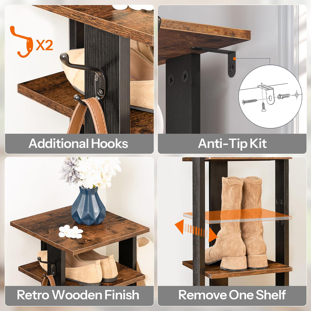 8 Tiers Vertical Wooden Shoe Rack Y516494