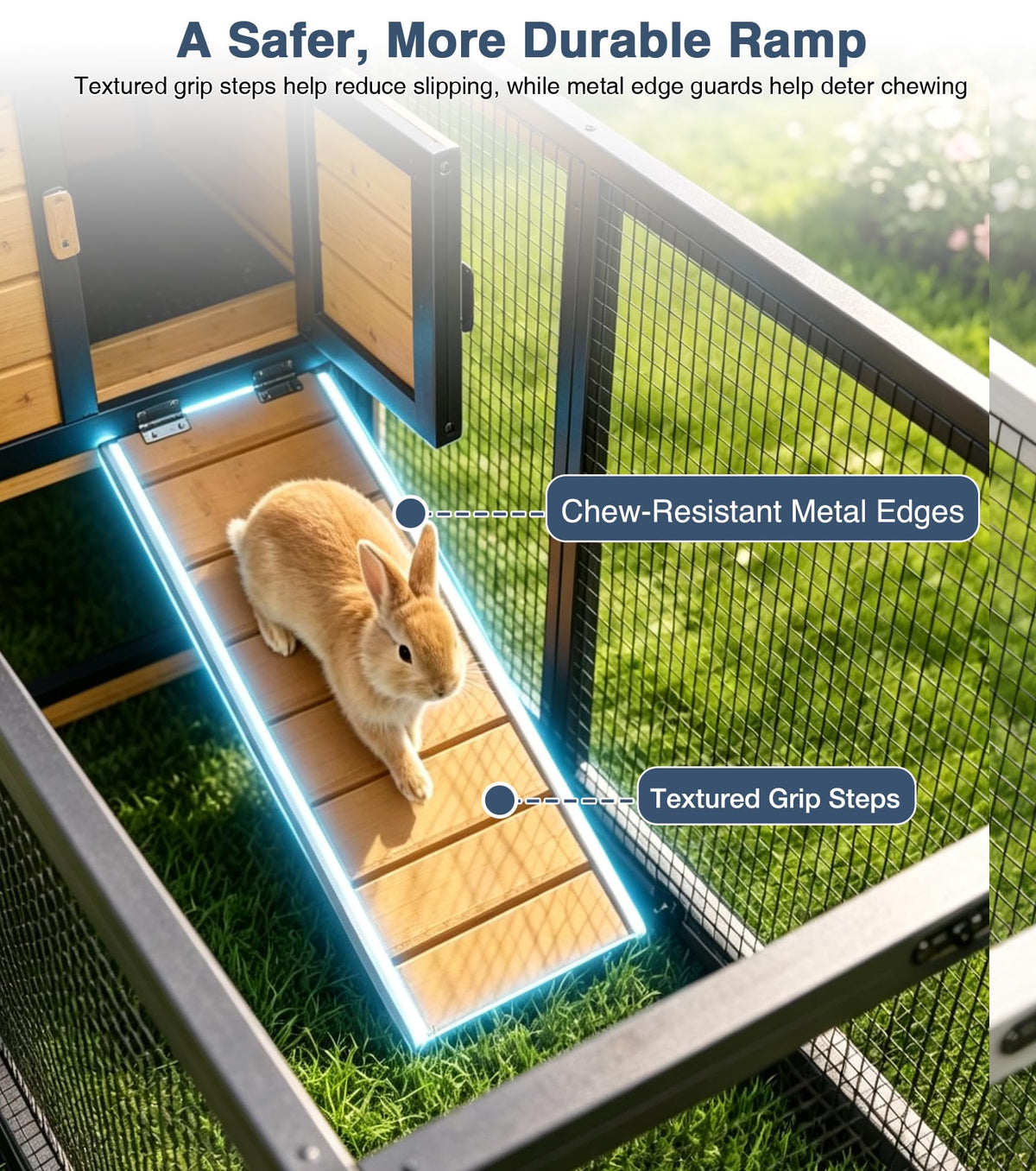 Extra Large Wooden Rabbit Hutch on Wheels V9029