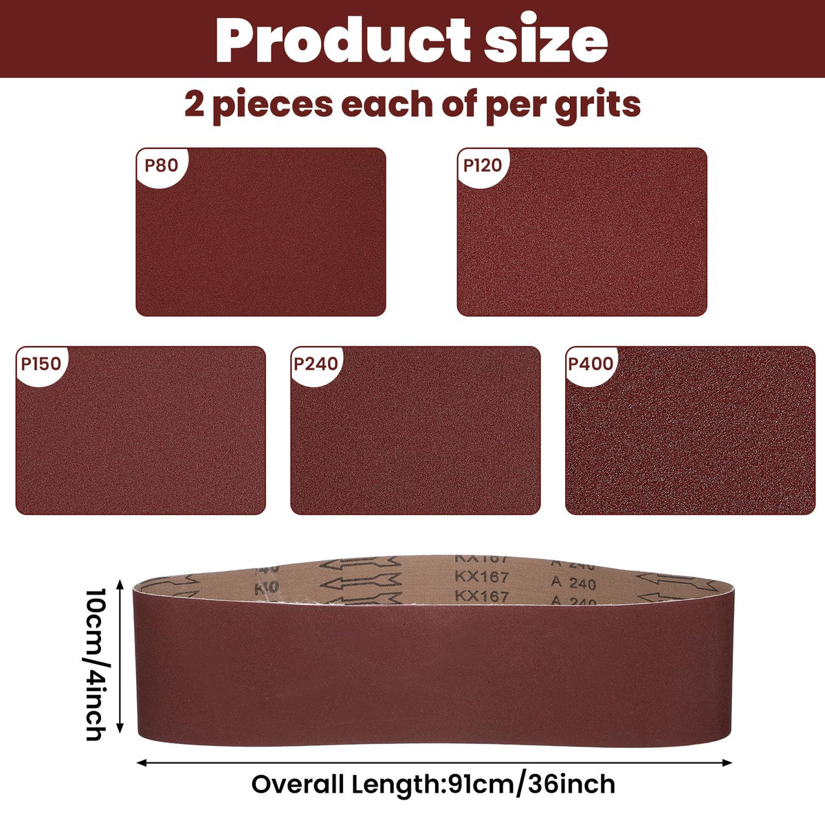 4x36 Aluminum Oxide Sanding Belts and 6 Inch Self Stick Sanding Discs Set X7296