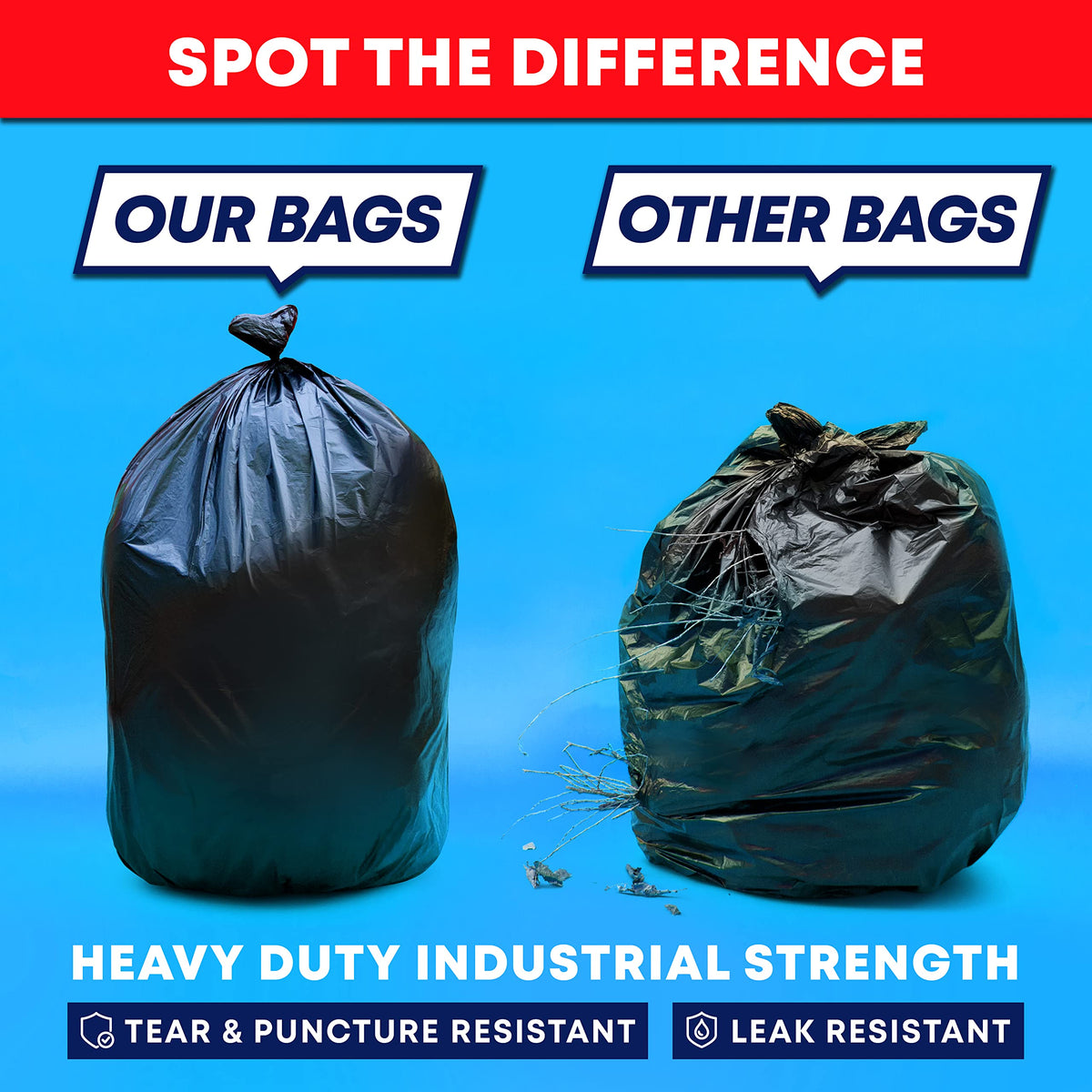 55 Gallon 3 Mil Heavy Duty Contractor Trash Bags Q315484