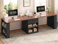 90.5" 2 Person Computer Desk with Storage Drawers Black U54369