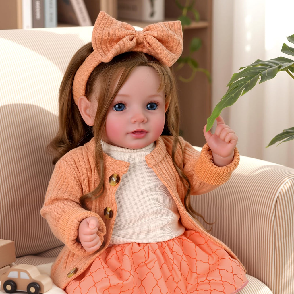20 Inch Reborn Baby Dolls with Brown Hair Y7502