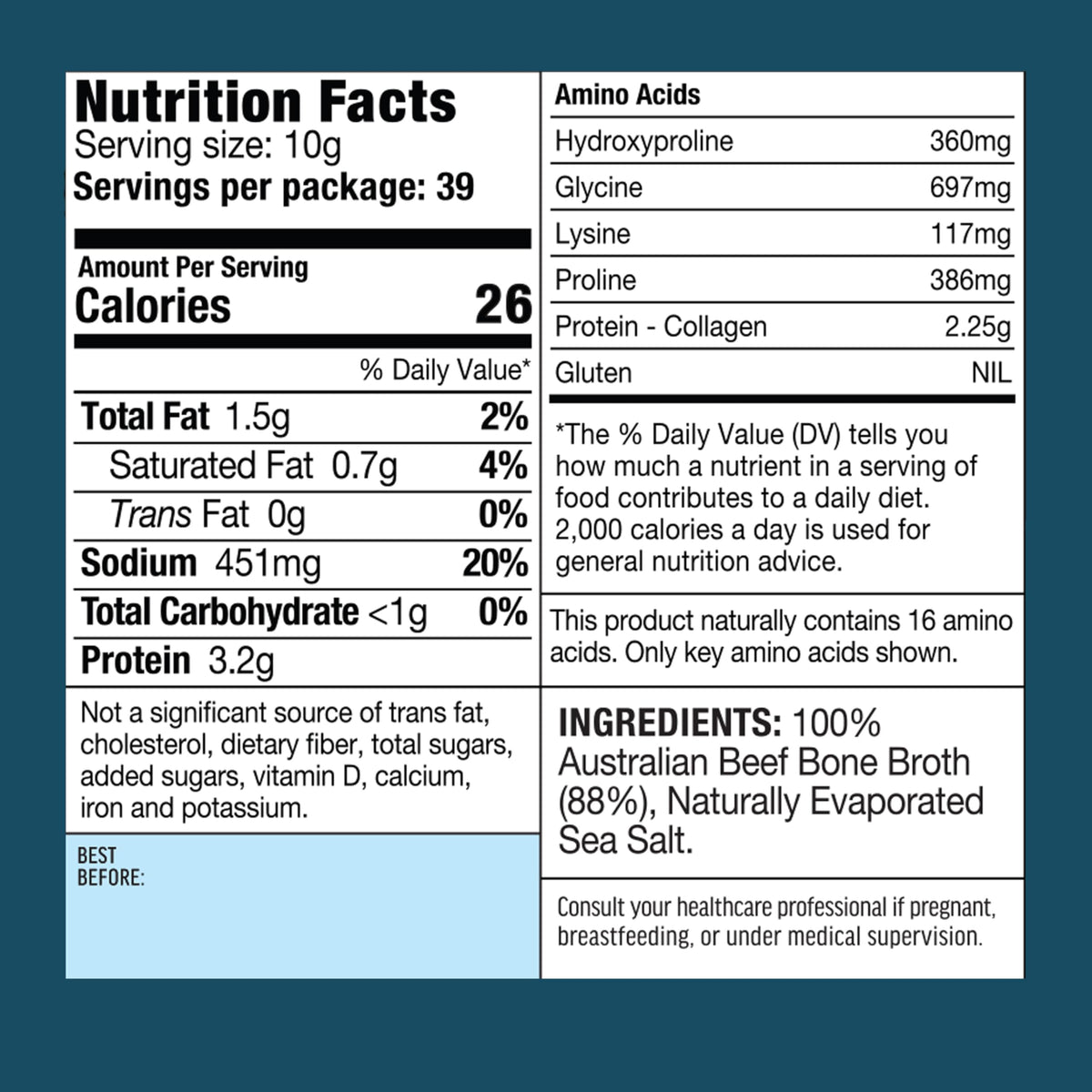 Natural Beef Bone Broth Concentrate 13.26 Floz A523