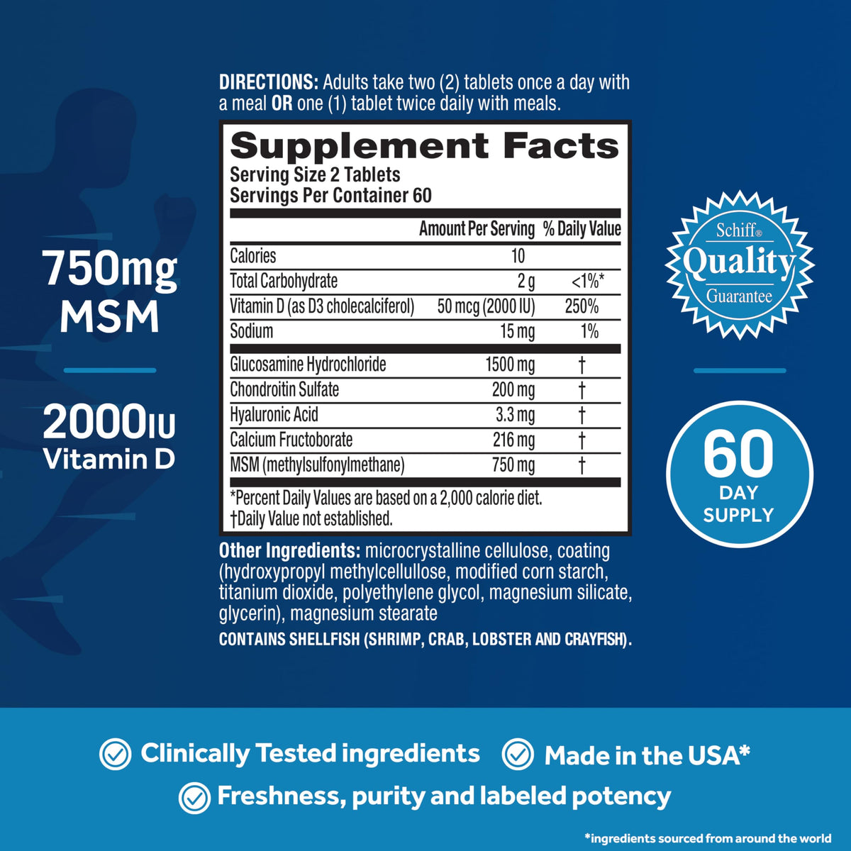Glucosamine Chondroitin MSM + Vitamin D3-120 ct K911765