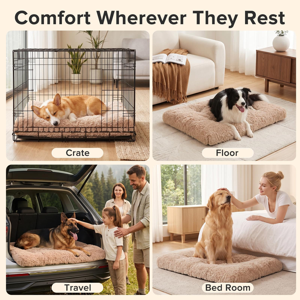 Large Washable Plush Dog Bed Crate Pad X9984