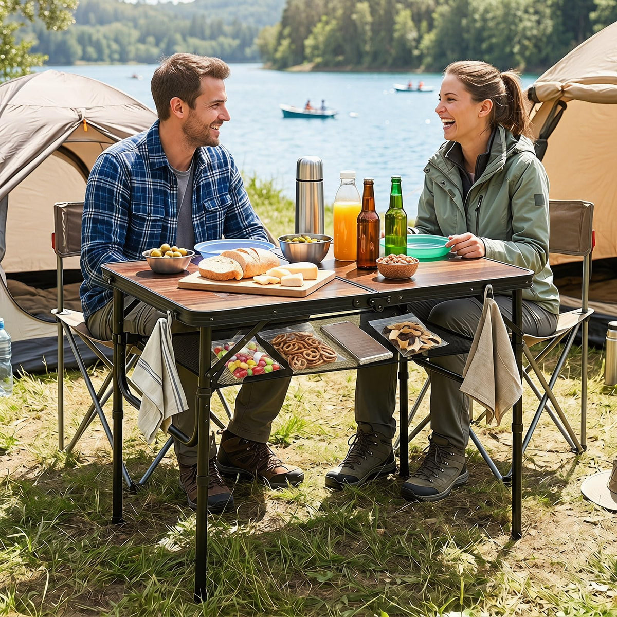 3 FT Portable Aluminum Folding Camping Table with Carry Handle L872826