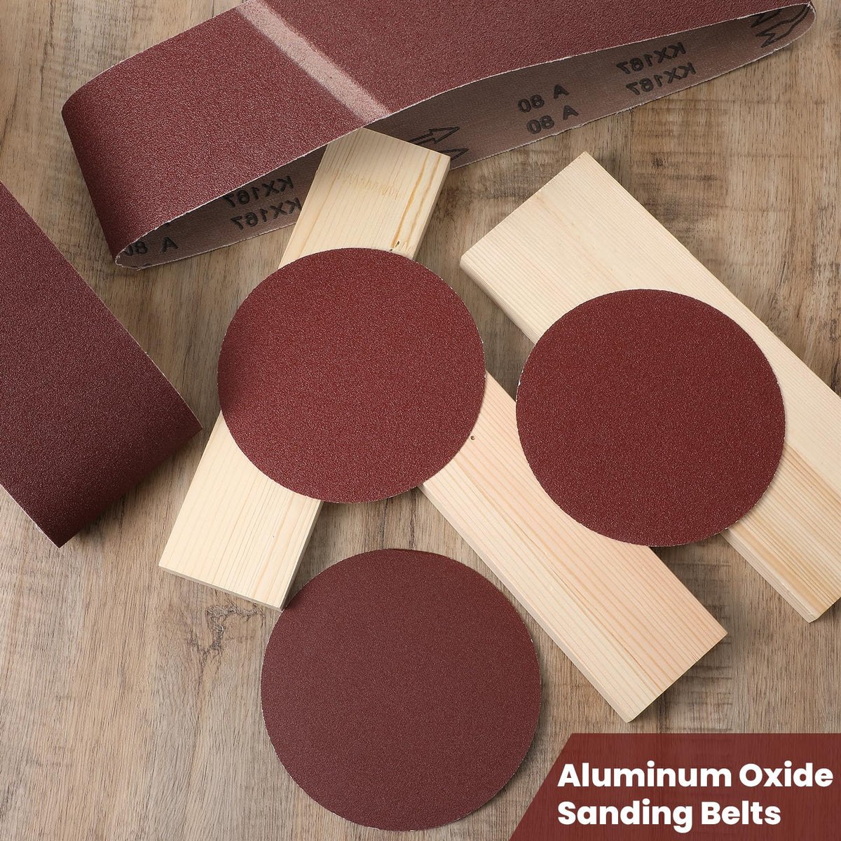 4x36 Aluminum Oxide Sanding Belts and 6 Inch Self Stick Sanding Discs Set X7296