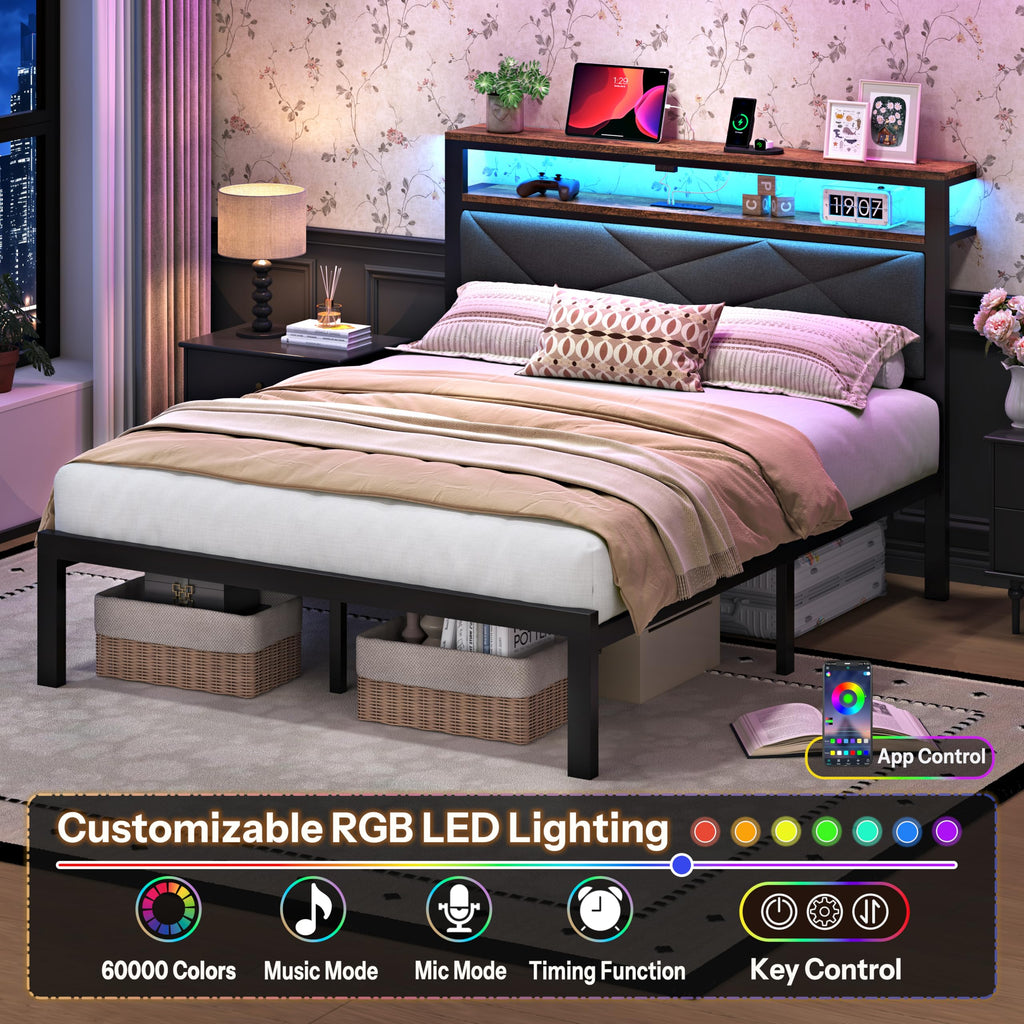 Queen Bed Frame with USB Charging Station G503