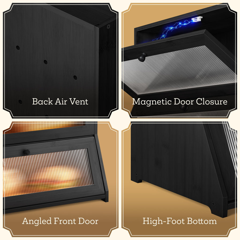 Black Bamboo Bread Box D602915