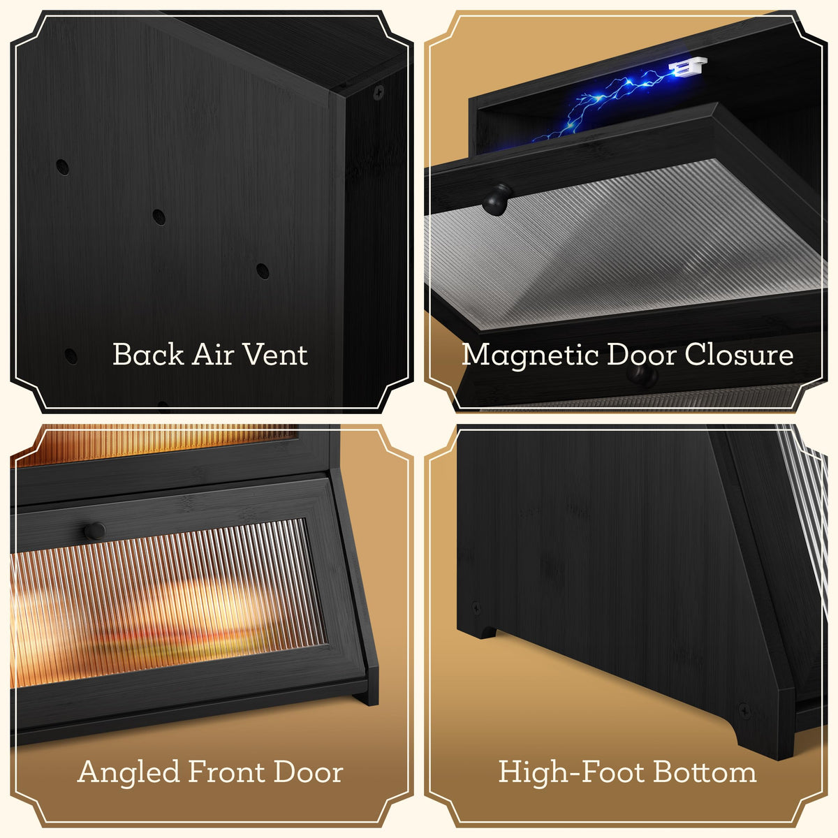 Black Bamboo Bread Box D602915