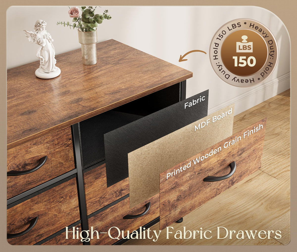 77.6" 16 Drawer Fabric Dresser A8157