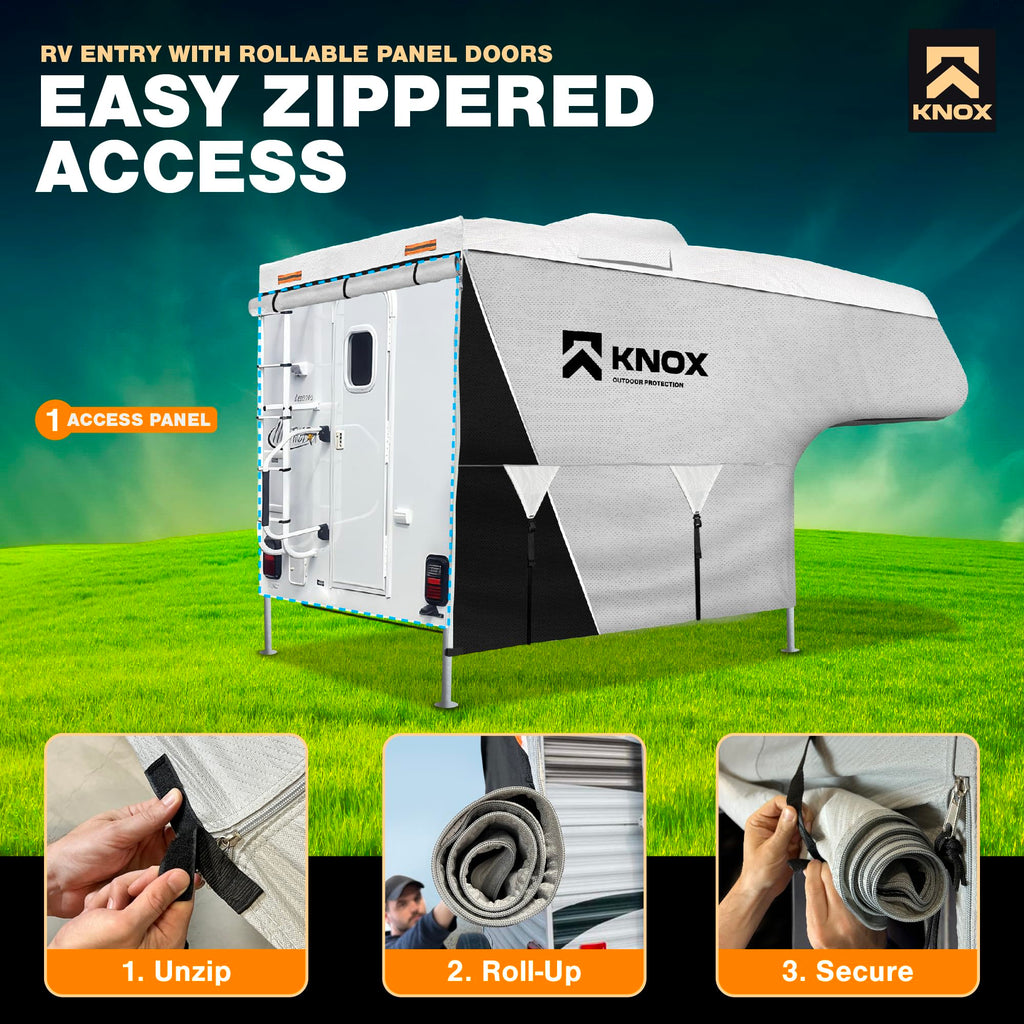 RV Truck Camper Cover with Ladder Cover and Gutter Cover P48334