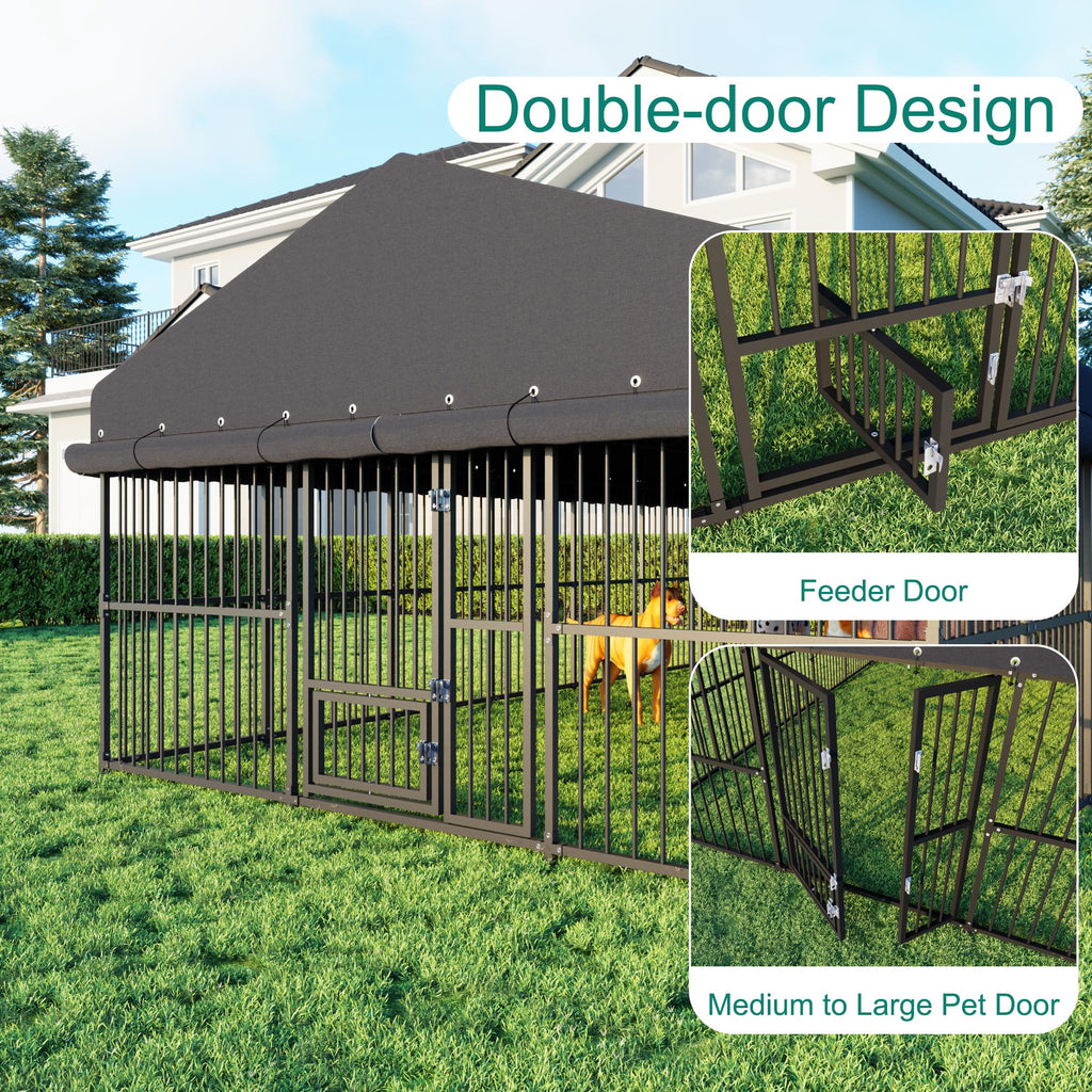 10x20x6.5 FT Outdoor Dog Kennel with Roof P65849