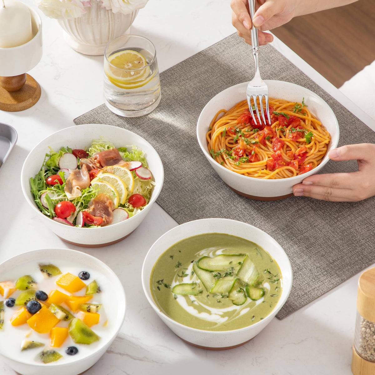 Ceramic Soup Bowl Set of 4 and Baking Dish B79892