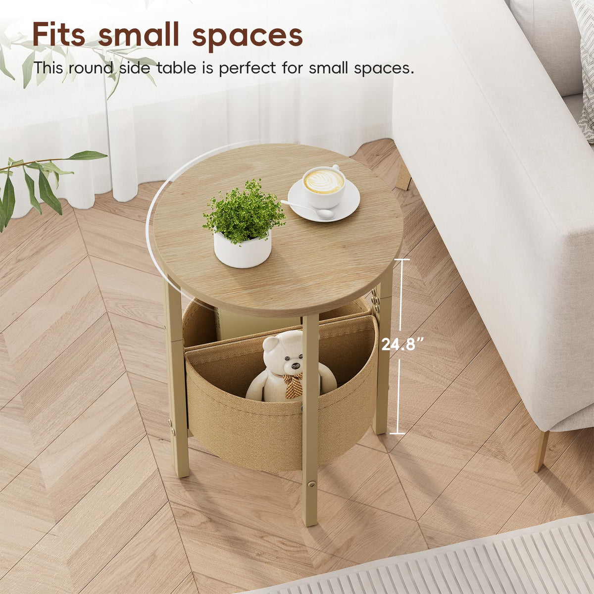 Small Round Side Table with Storage Basket, Set of 2 M905879