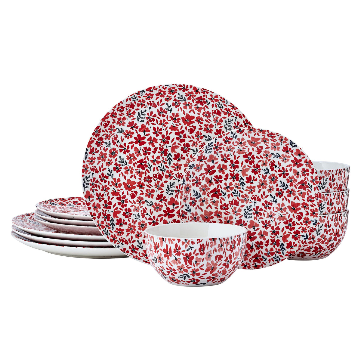 12 Piece Floral Stoneware Dinnerware Set H924817