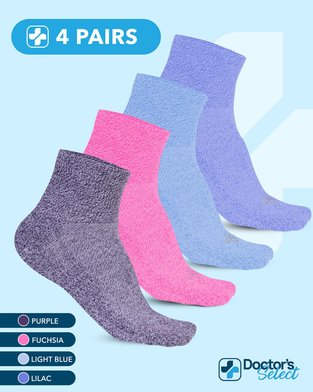 Diabetic Ankle Socks 4 Pairs H360
