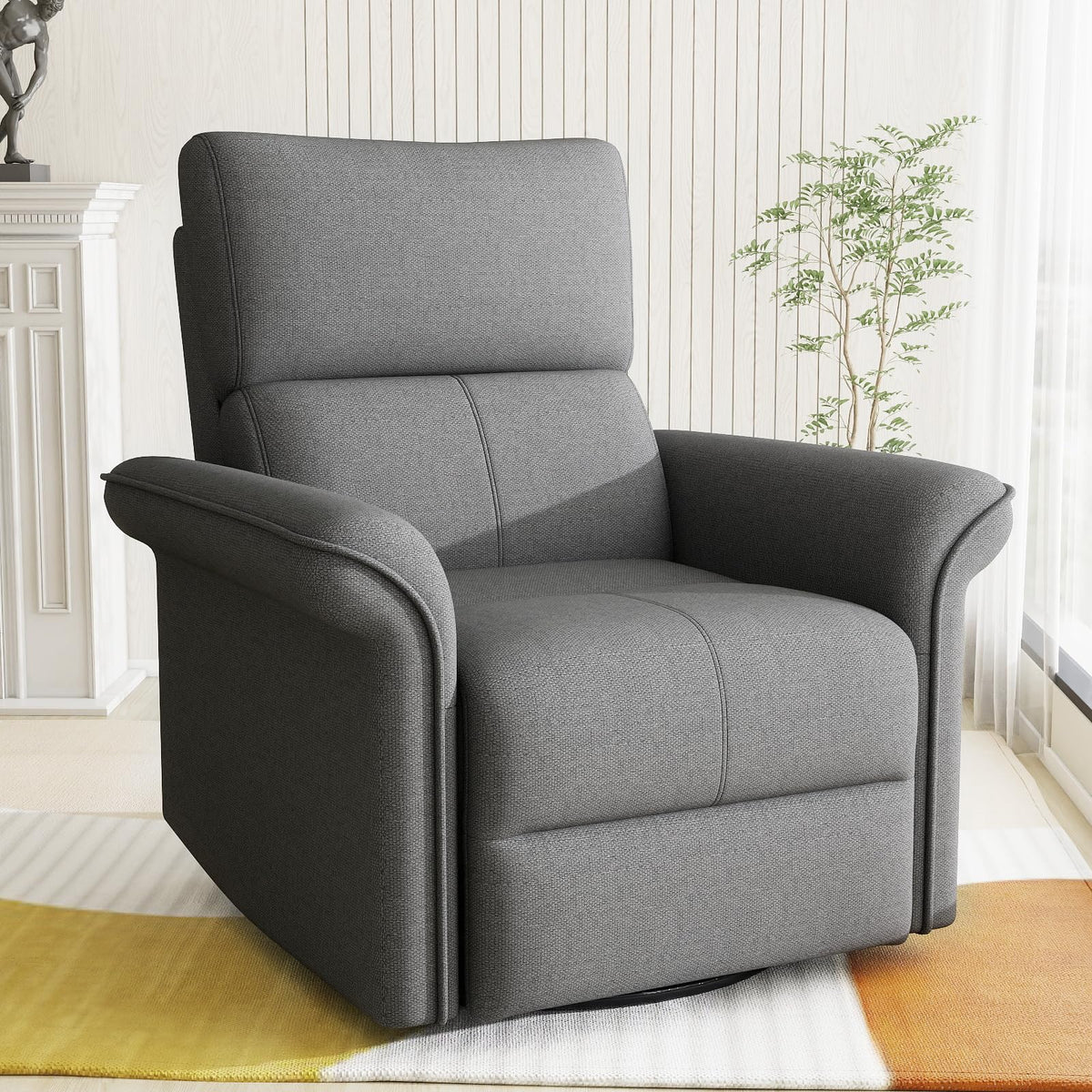Velvet Grey Swivel Rocker Recliner Chair O7259