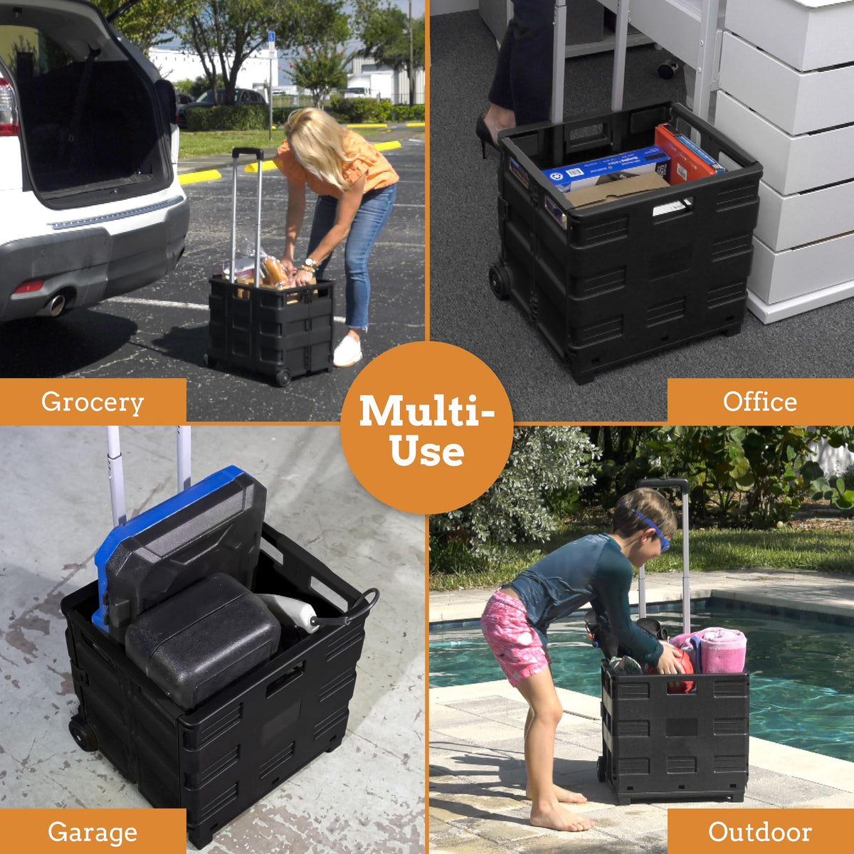 Collapsible 2 Wheel Utility Cart with Telescopic Handle, Black Q790253