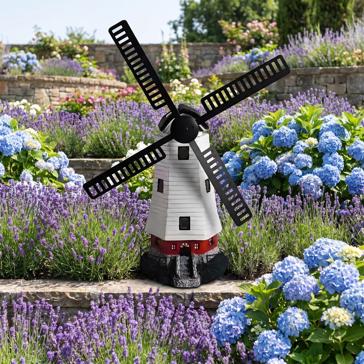 Solar Powered Rotating Lighthouse Garden Statue Light H9374