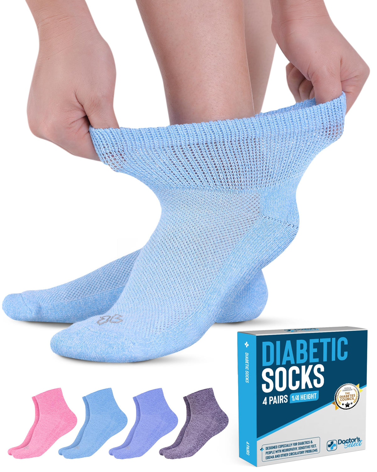 Diabetic Ankle Socks 4 Pairs H360