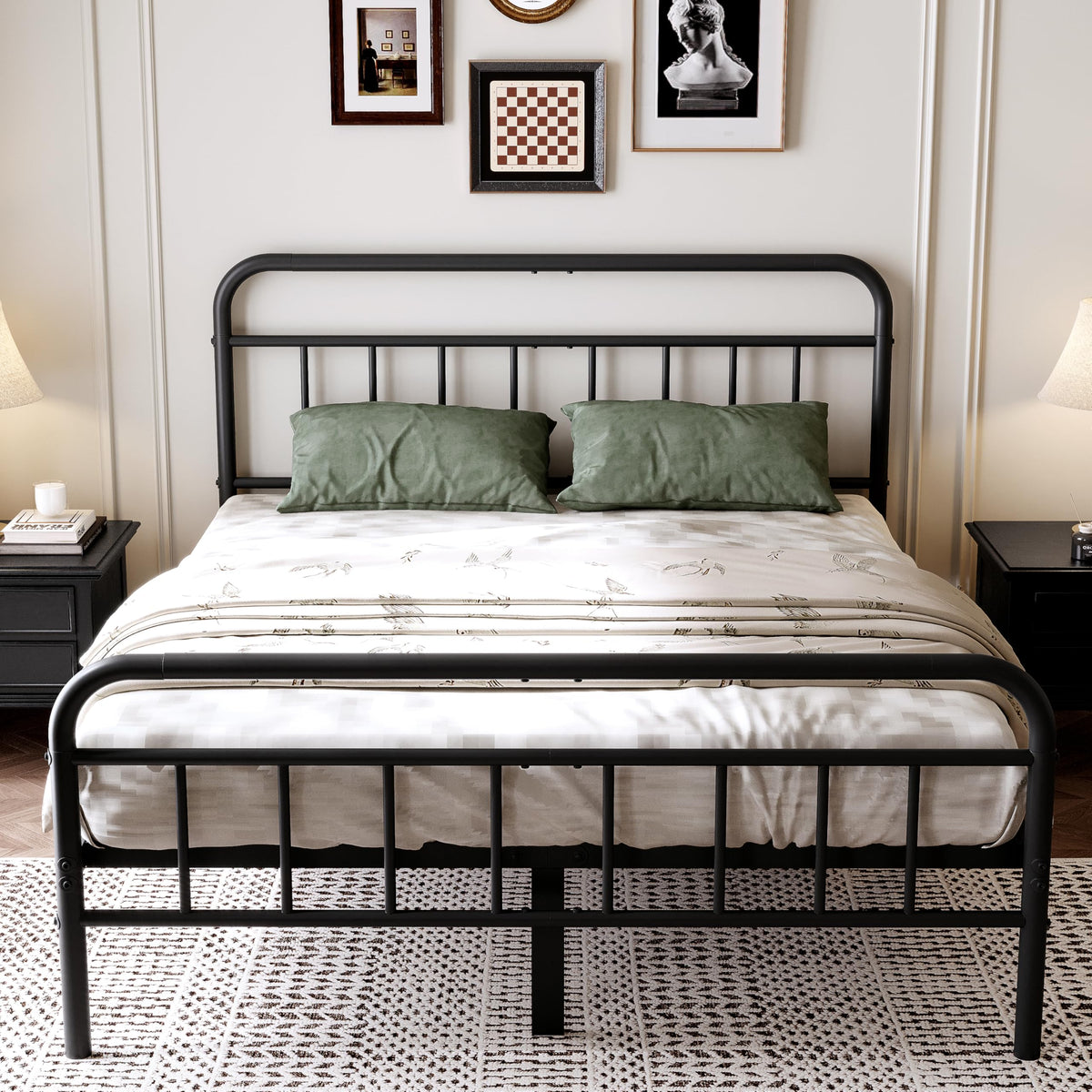 Queen Size Metal Bed Frame with Storage Space I47908