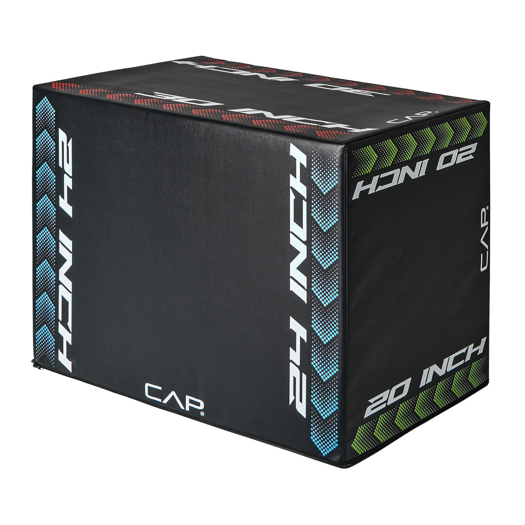 3-in-1 Foam Plyometric Jump Box, 20/24/28-Inch Heights, Black M885877