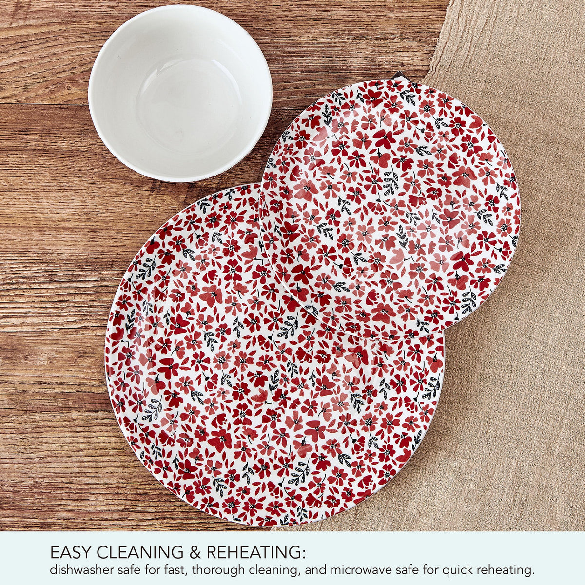 12 Piece Floral Stoneware Dinnerware Set H924817